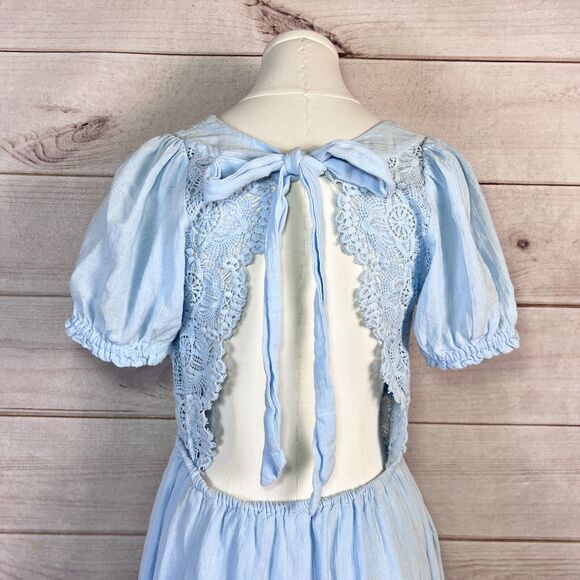 Free People All You Need Is Lace Midi Dress Womens Light Blue Lace Cotton Party - Picture 6 of 8